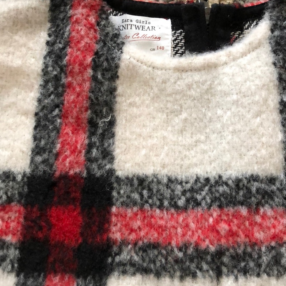 Zara Girls Plaid Long Sleeve Dress